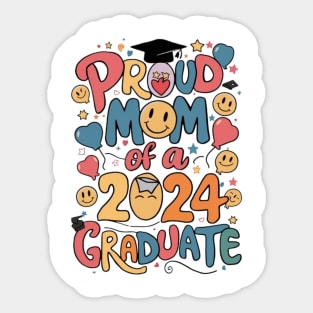 Proud Mom of a 2024 Graduate Senior Class Graduation Shirts for Family Party Sticker